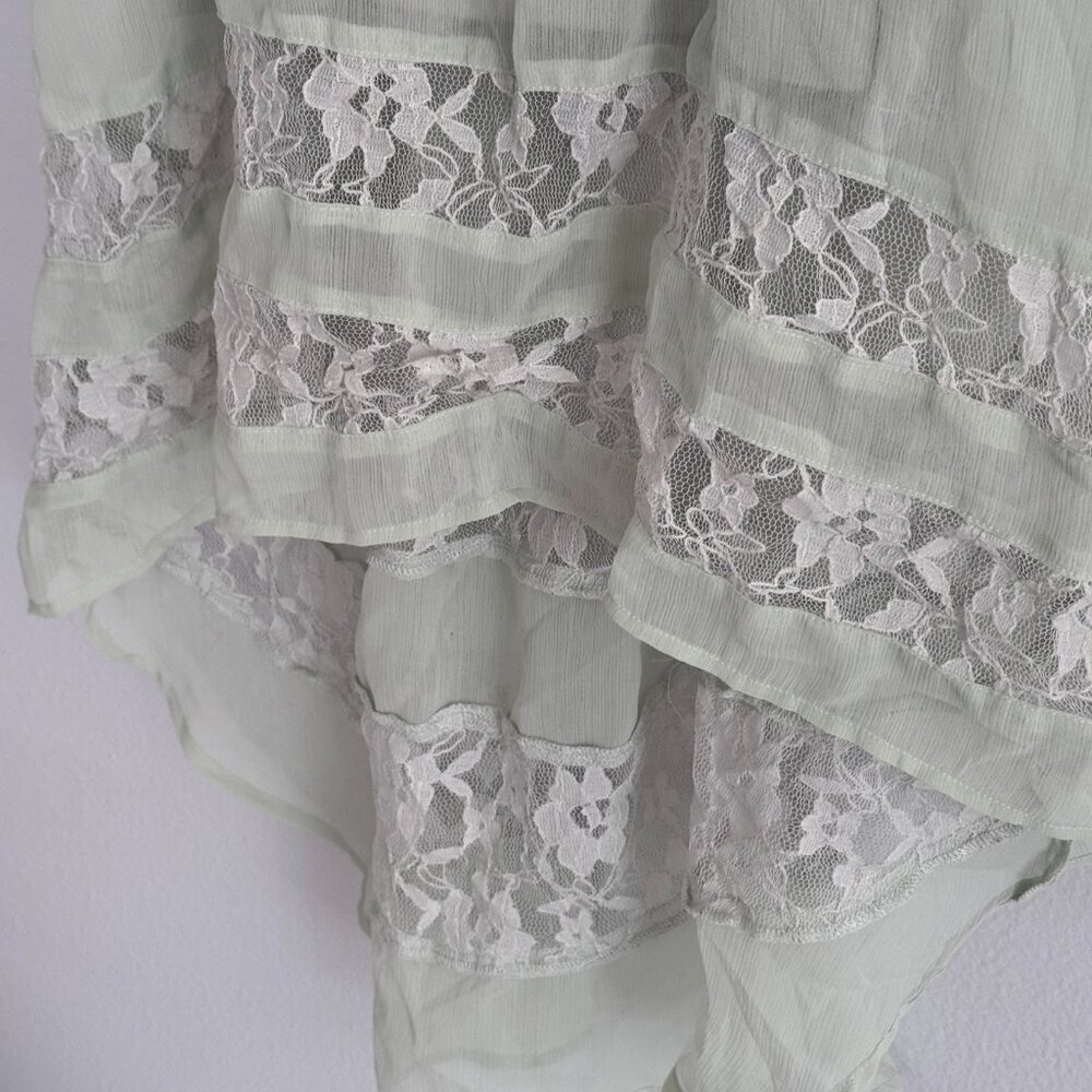 Band of Gypsies Sage Green Lace Inset High-Low Dress Wedding Guest Bridesmaid - Picture 14 of 16